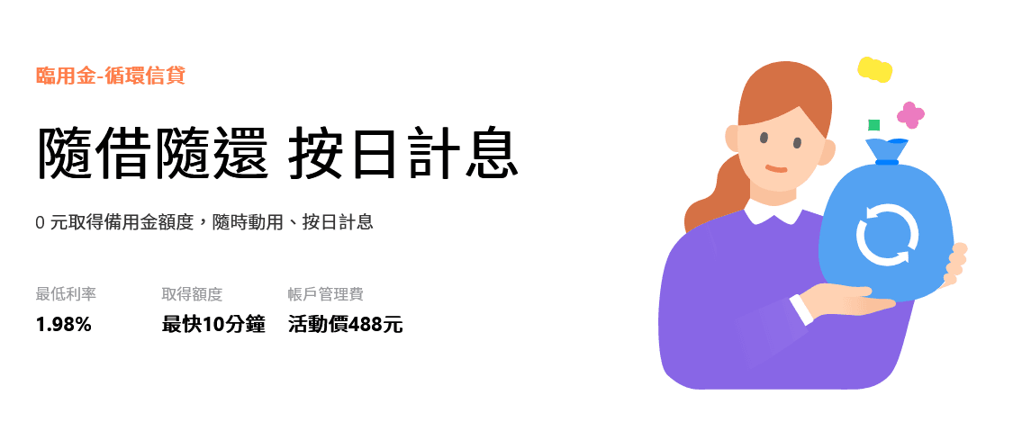 Line Bank 臨用金主打隨借隨還