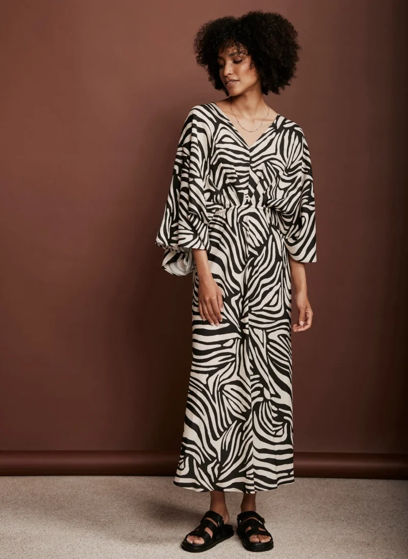 animal print maxi kaftan dress