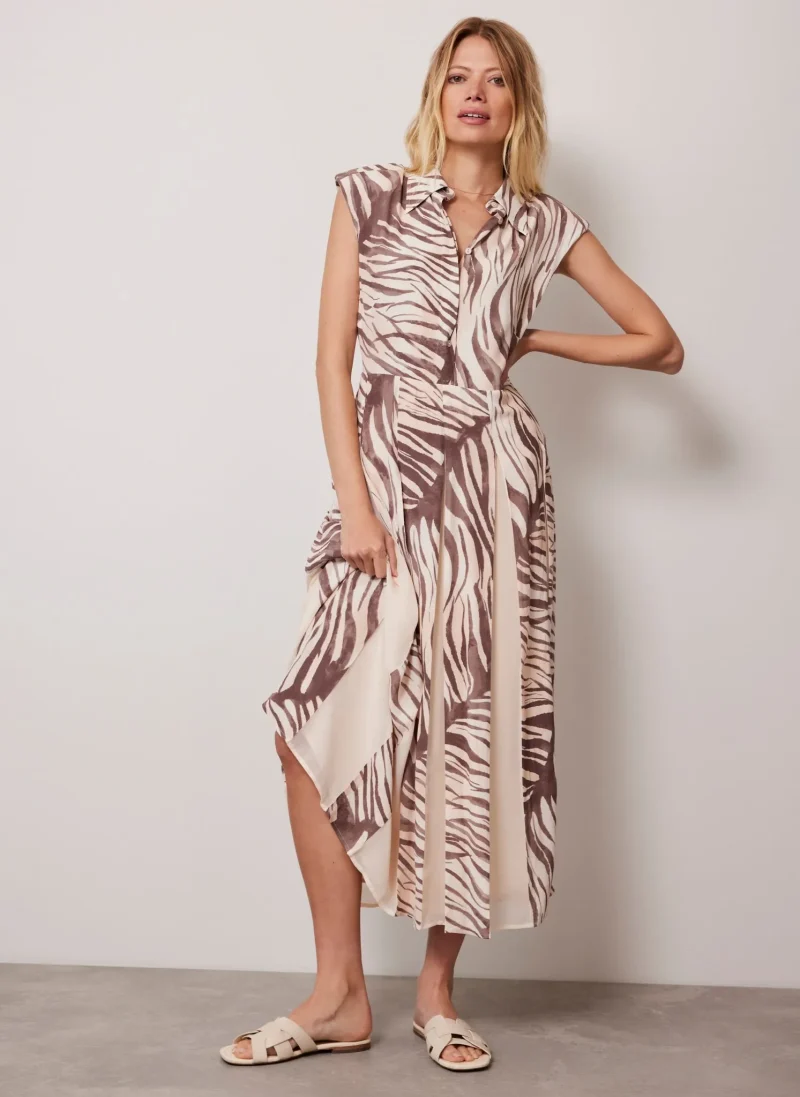 animal print midi dress in neutral