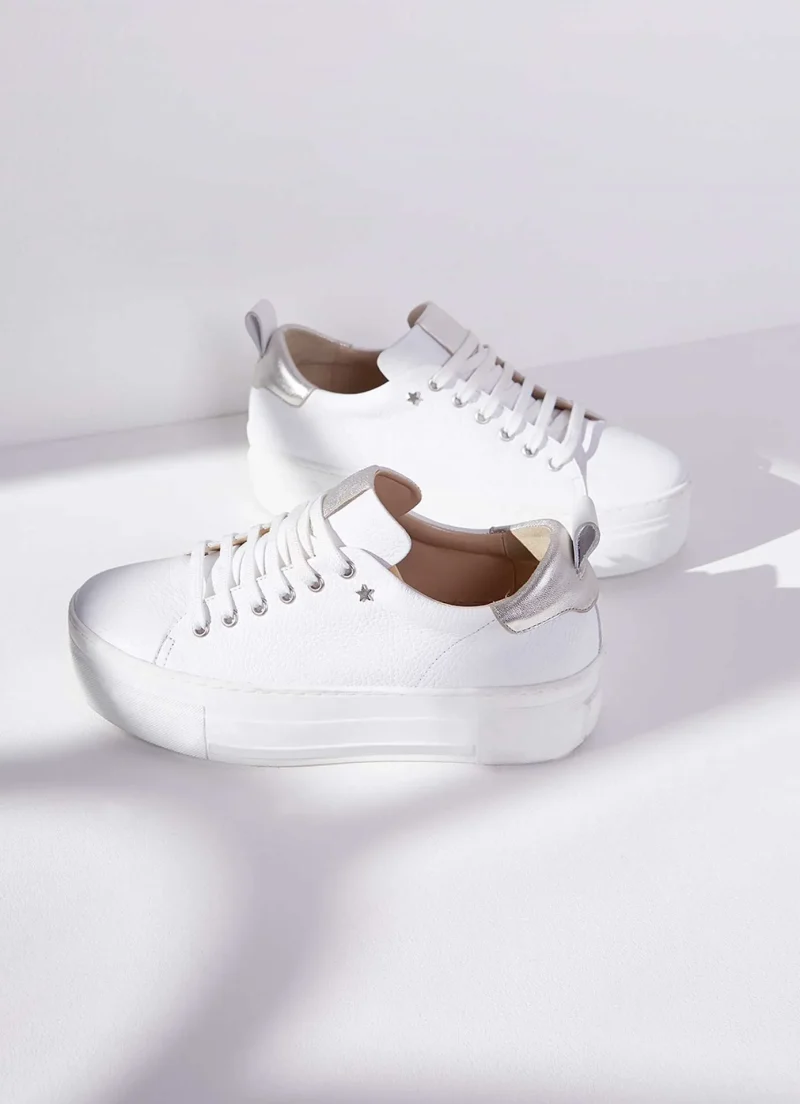 belle white platform sneakers for women