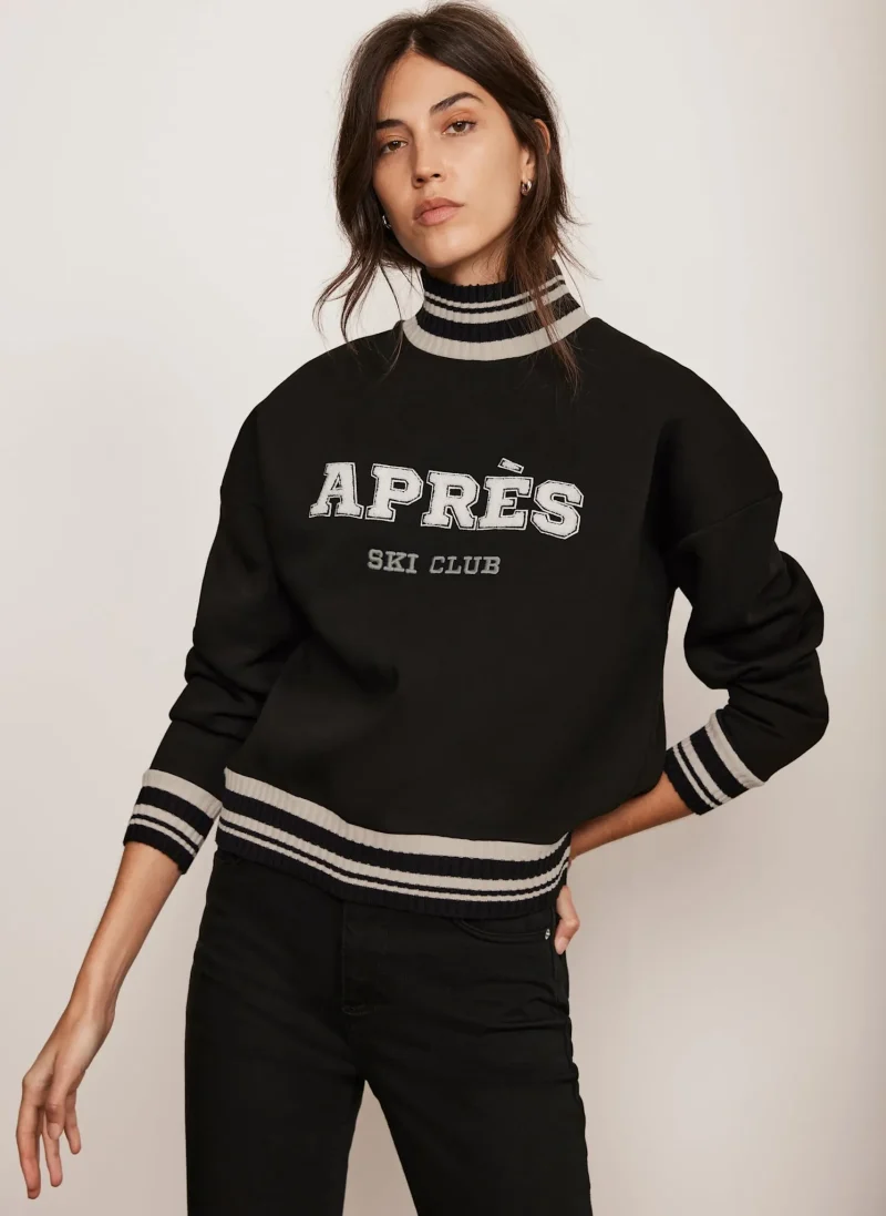 black apres slogan pullover hoodie