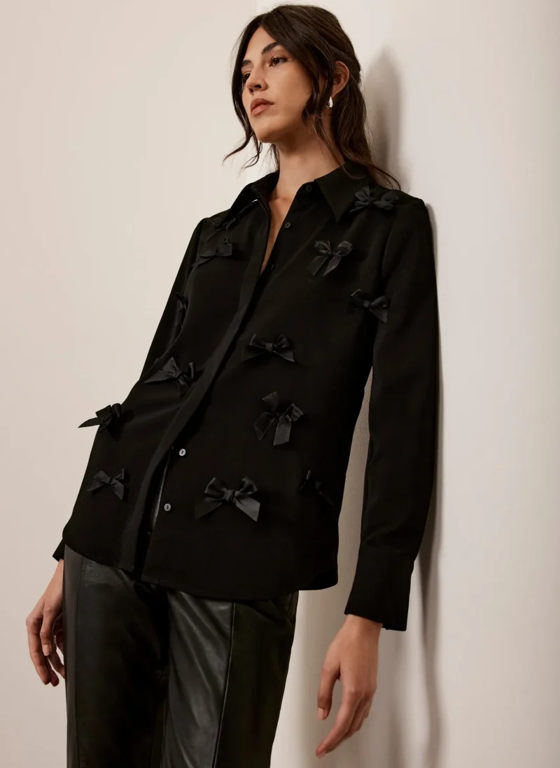 black bow shirt with chic detail