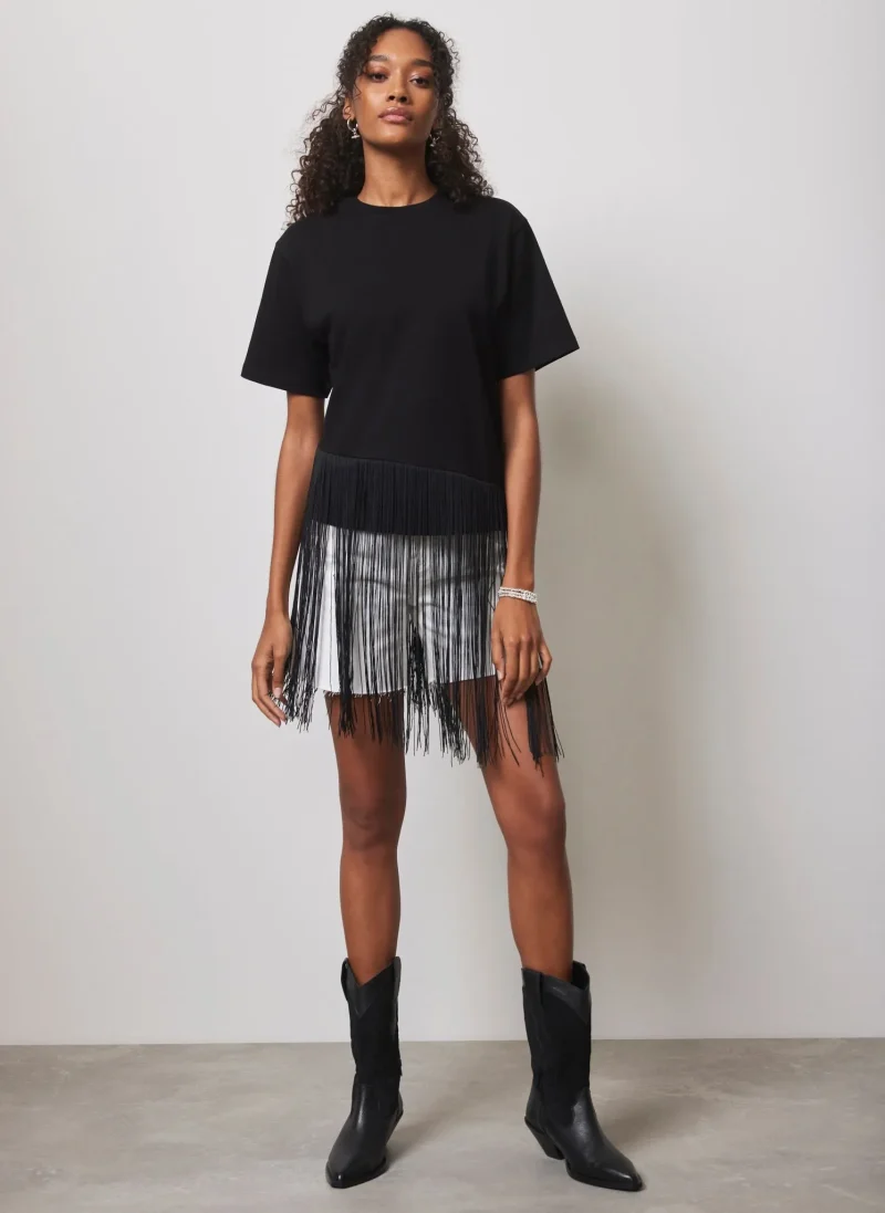 black fringe tee stylish casual wear