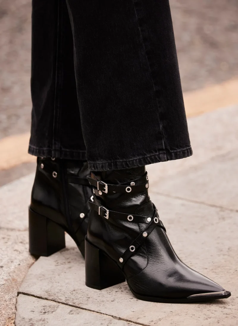 black leather ankle boots with buckles 2