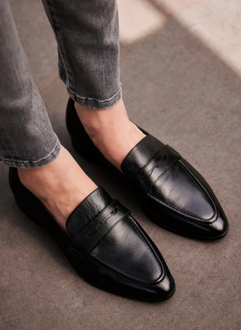 black leather loafers for men