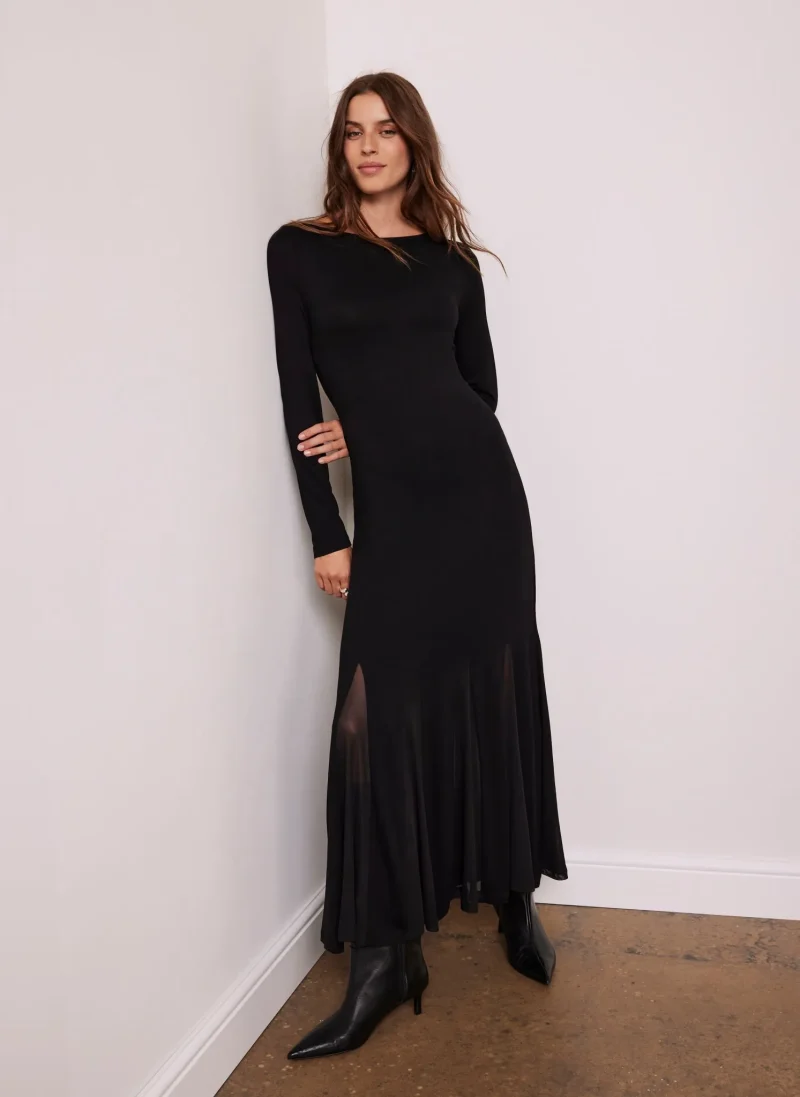 black long sleeve maxi dress