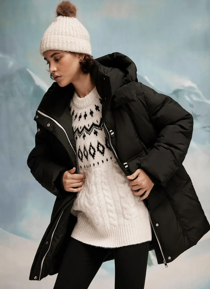 black padded parka coat for winter