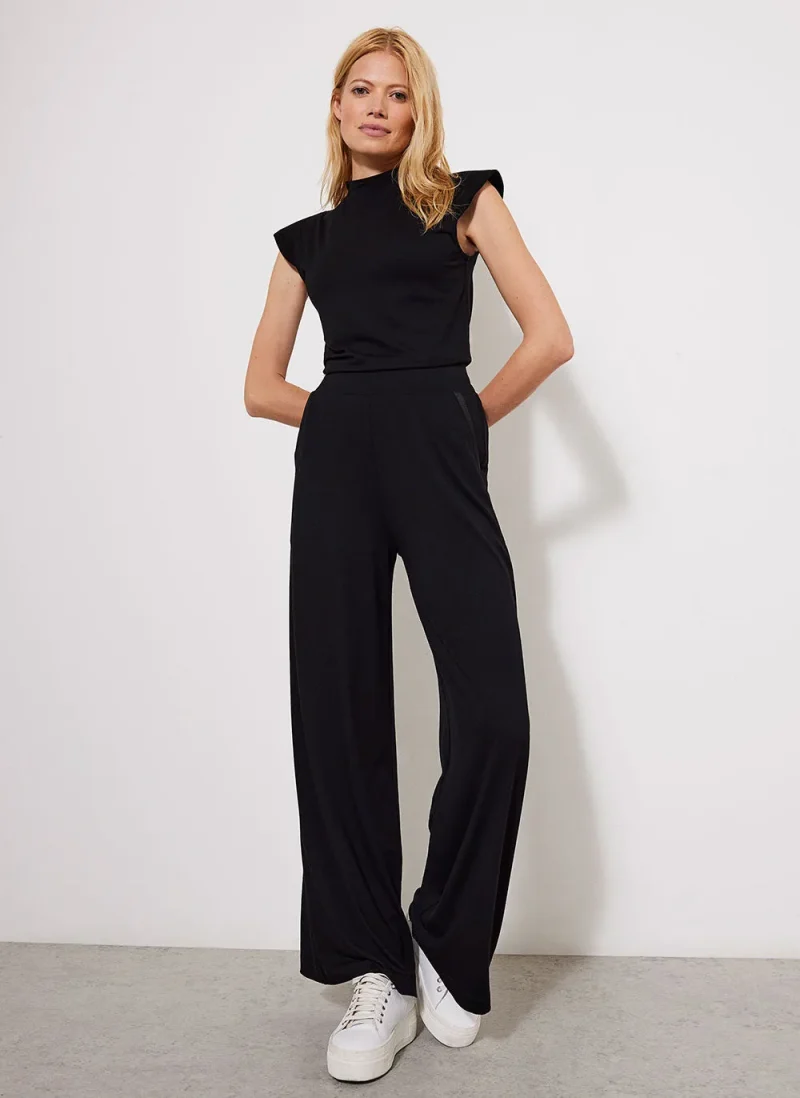 black palazzo wide leg pants