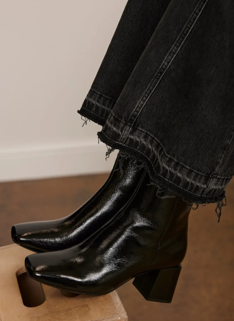 black patent ankle boots