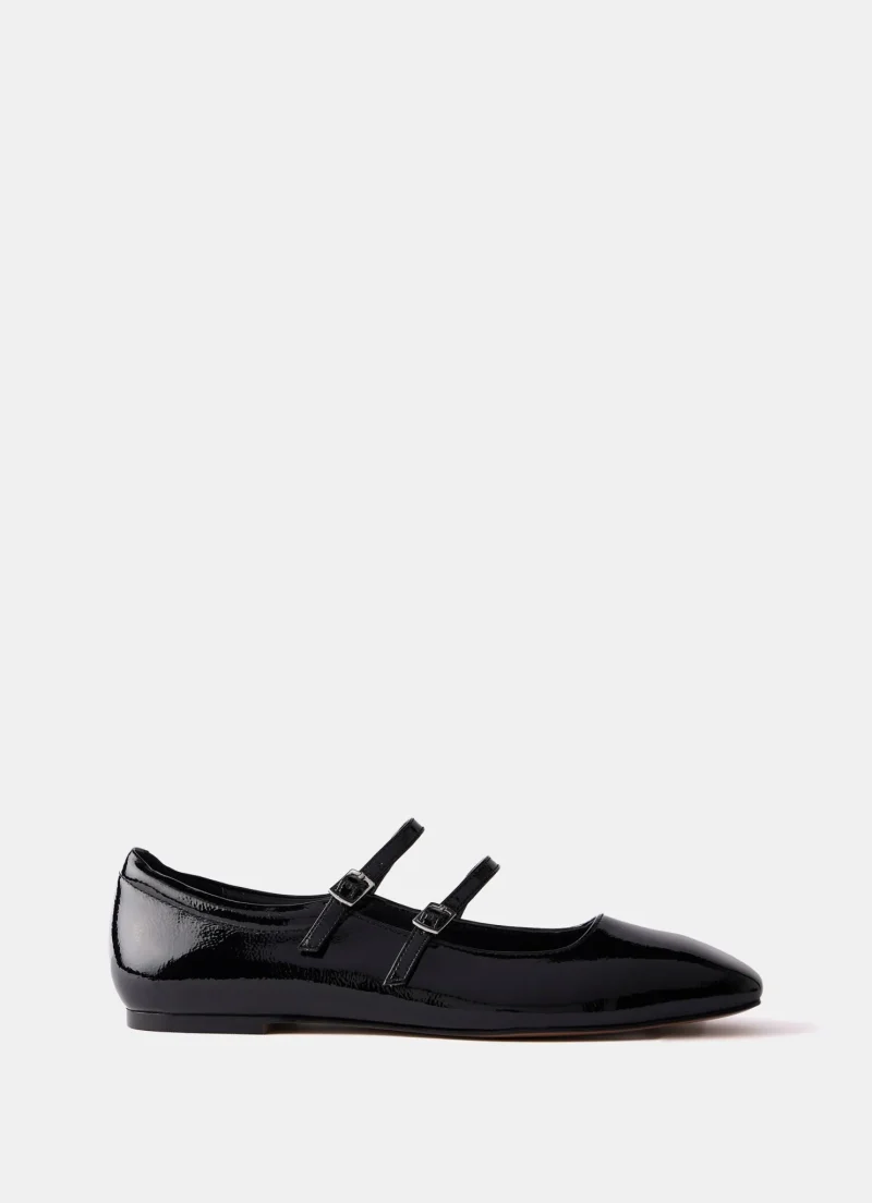 black patent ballet flats