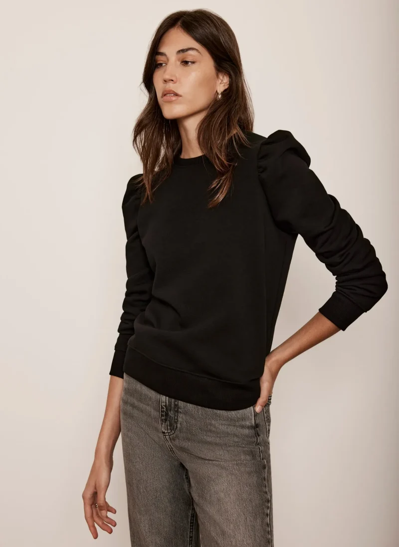 black puff sleeve sweatshirt for women