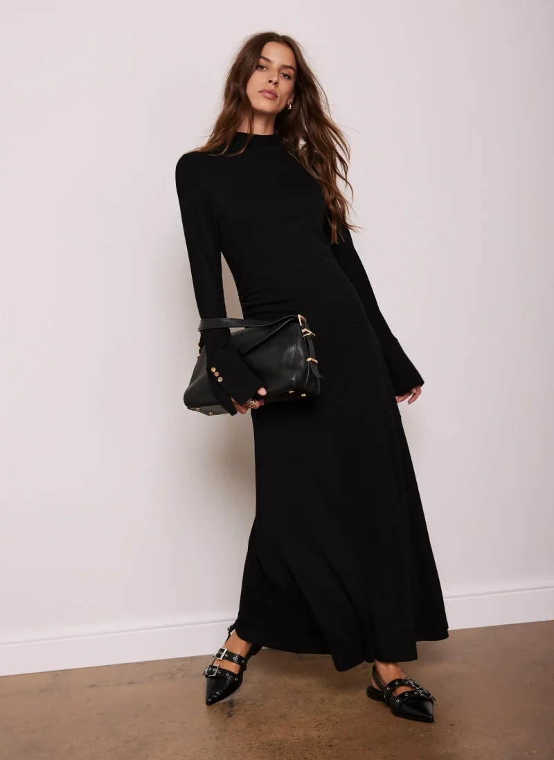 black ribbed maxi dress