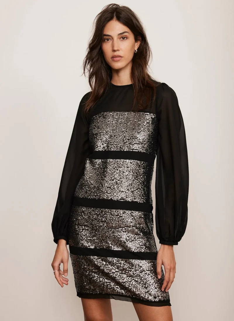 black sequin mini dress