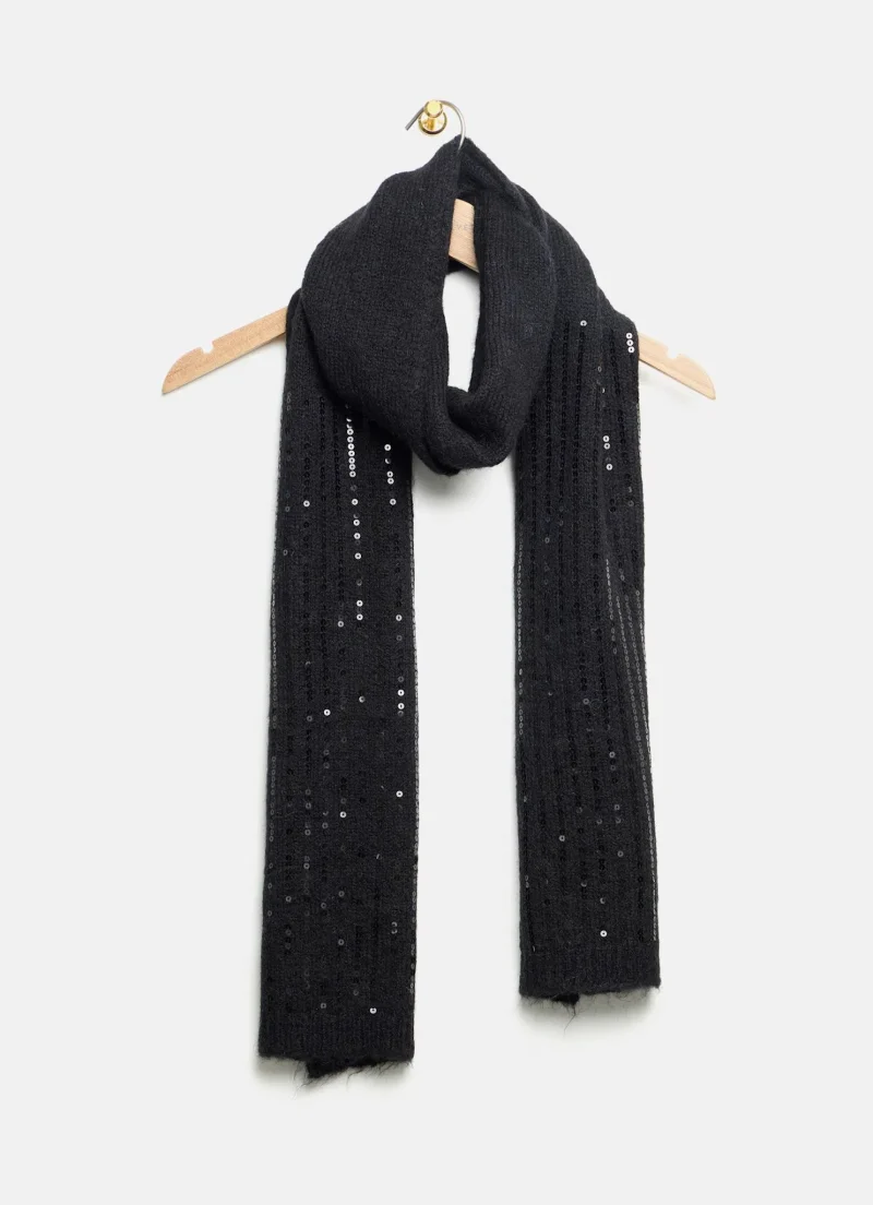 black sequin wool scarf trendy knit