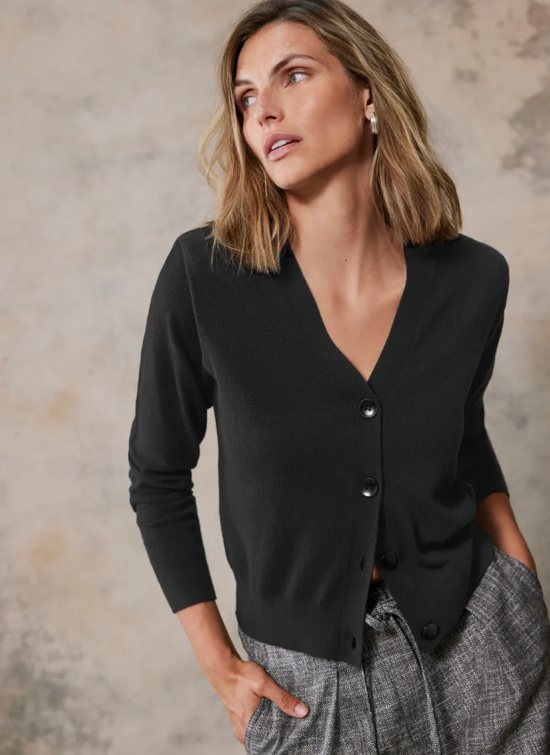 black shoulder detail cardigan