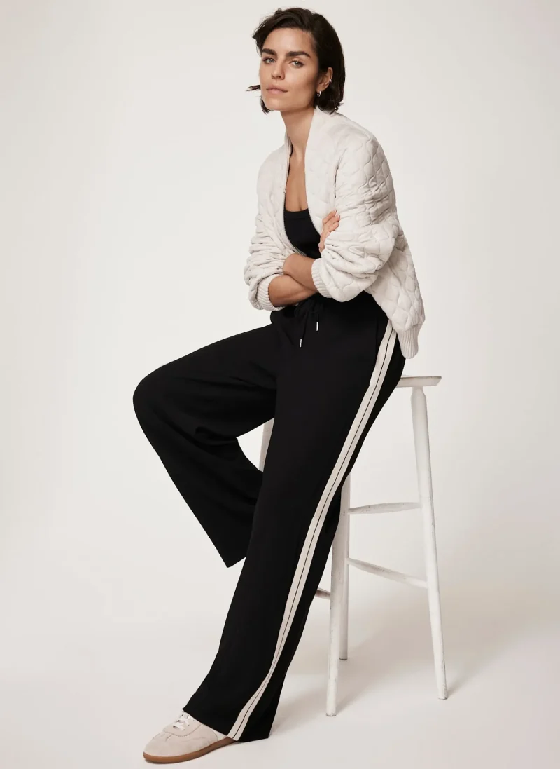 black side stripe wide leg pants