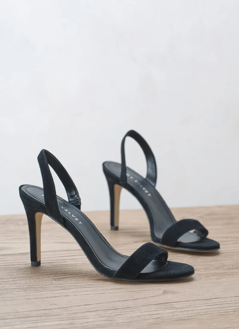 black suede heel sandals