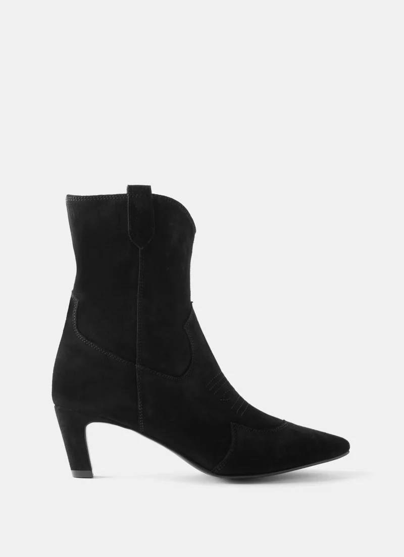 black suede western ankle boots