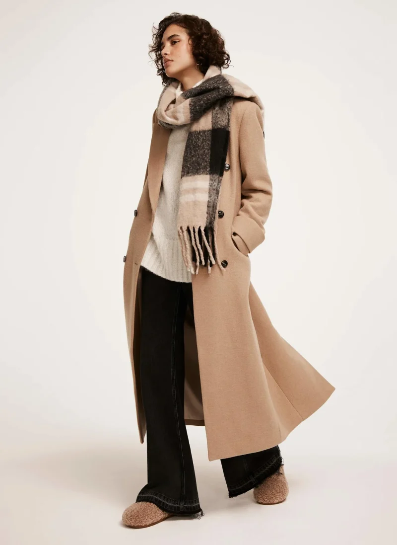 camel wool long overcoat