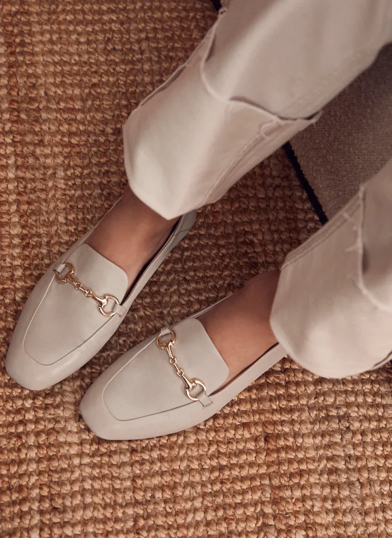 camille beige leather comfort loafers