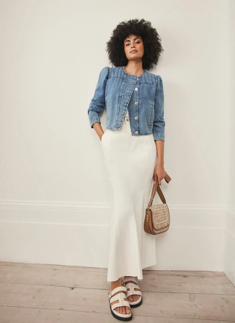 chic denim maxi skirt casual comfort