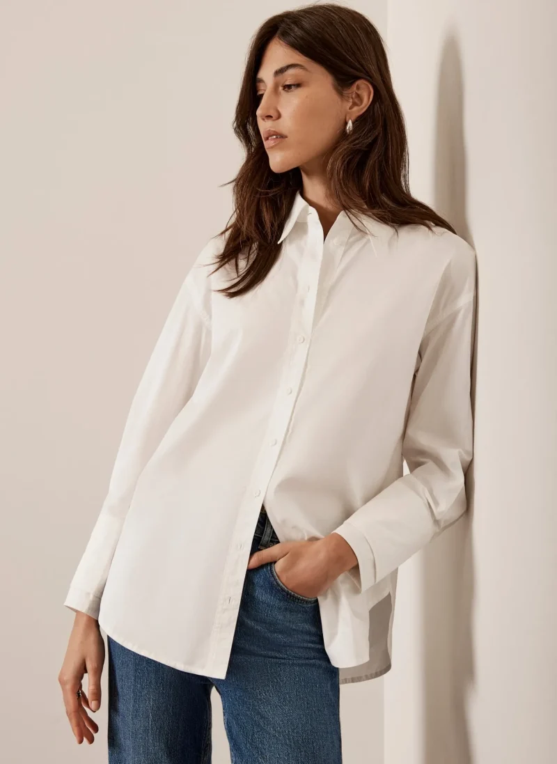 classic white collared cotton shirt