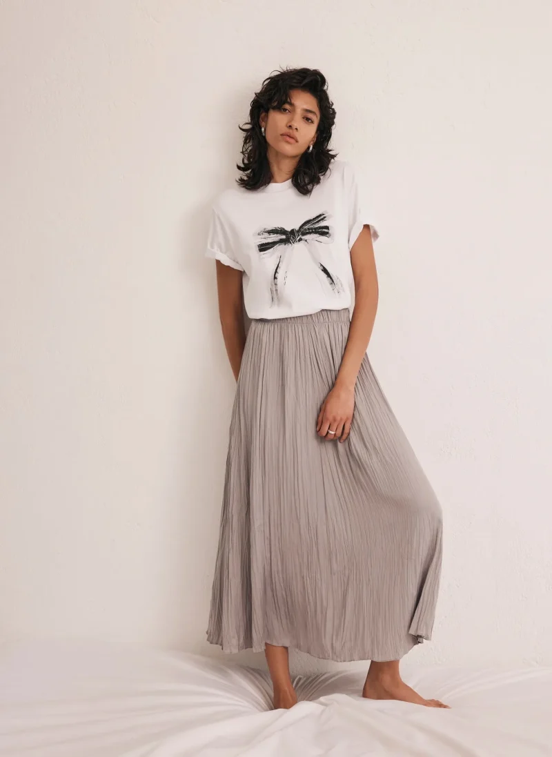 crinkle maxi skirt in grey