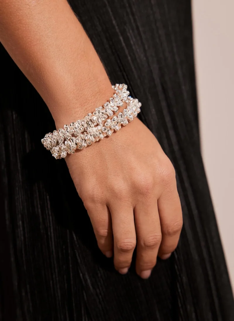 crystal statement silver tone bracelet