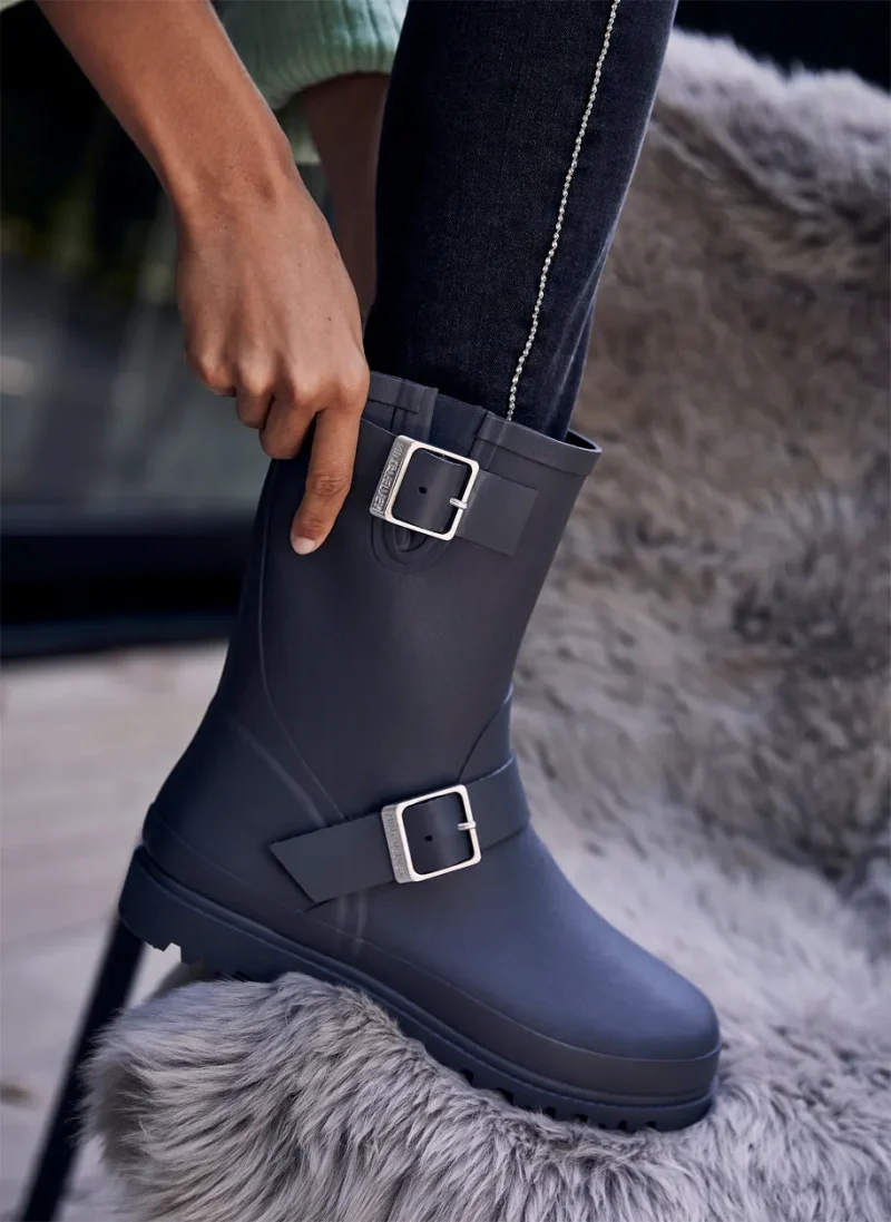 dark grey short wellies for women