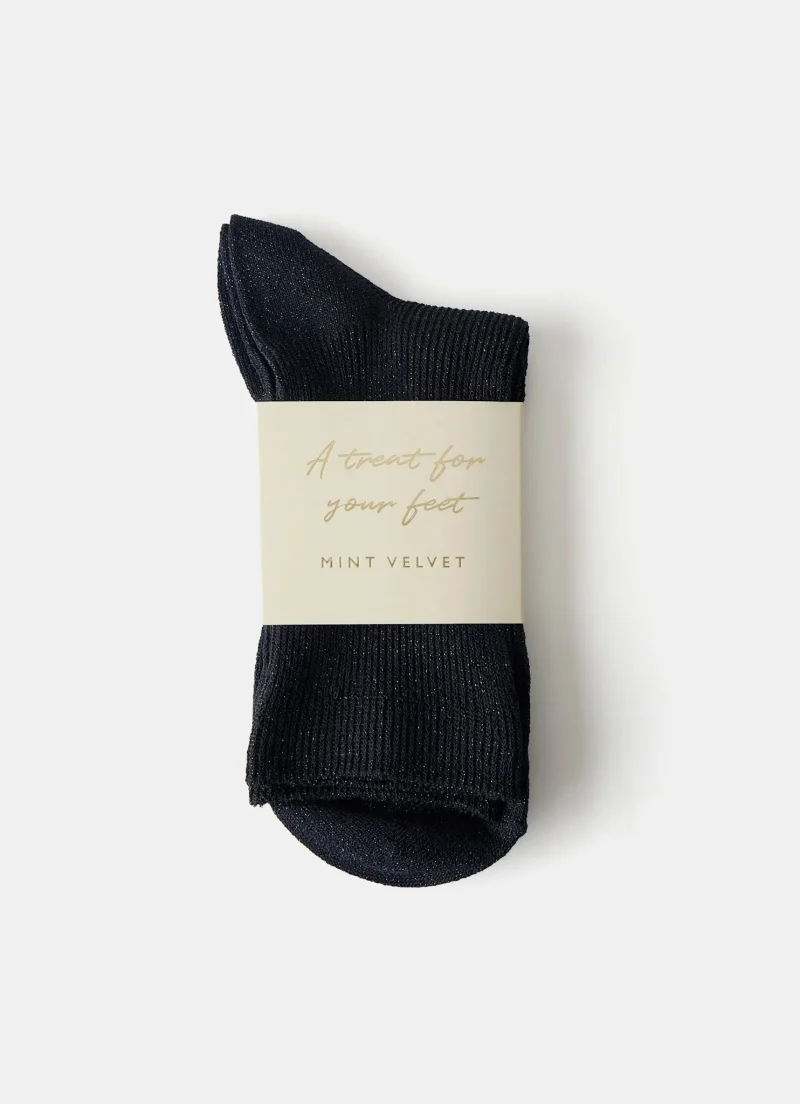 elegant black glitter socks