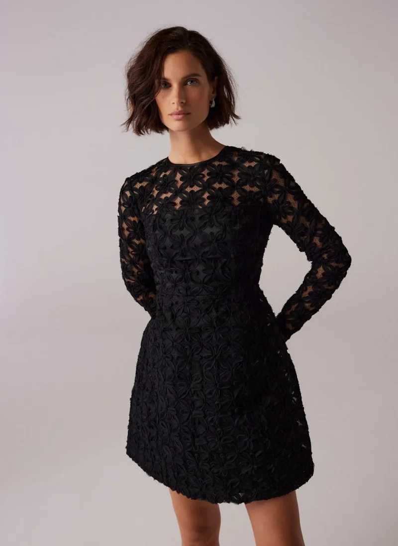 elegant black lace mini dress