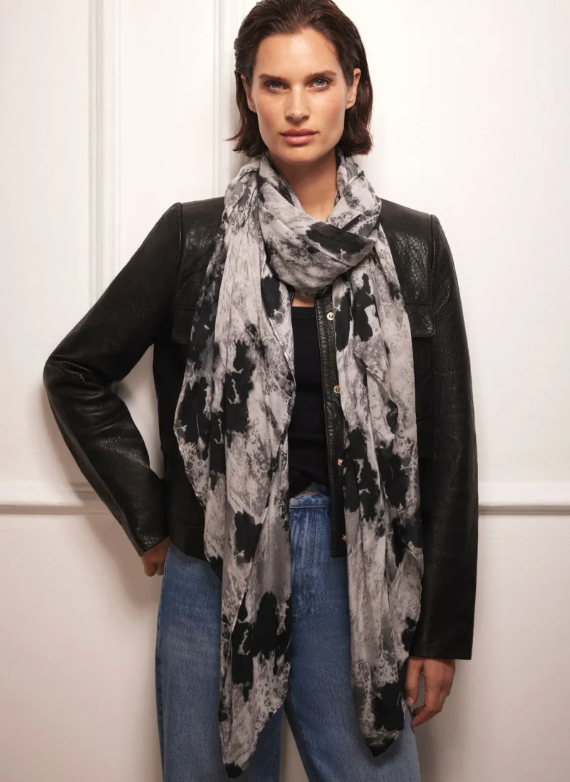 elegant black printed scarf