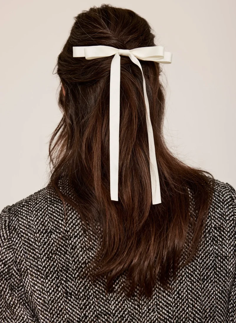 elegant cream bow hair clip for women