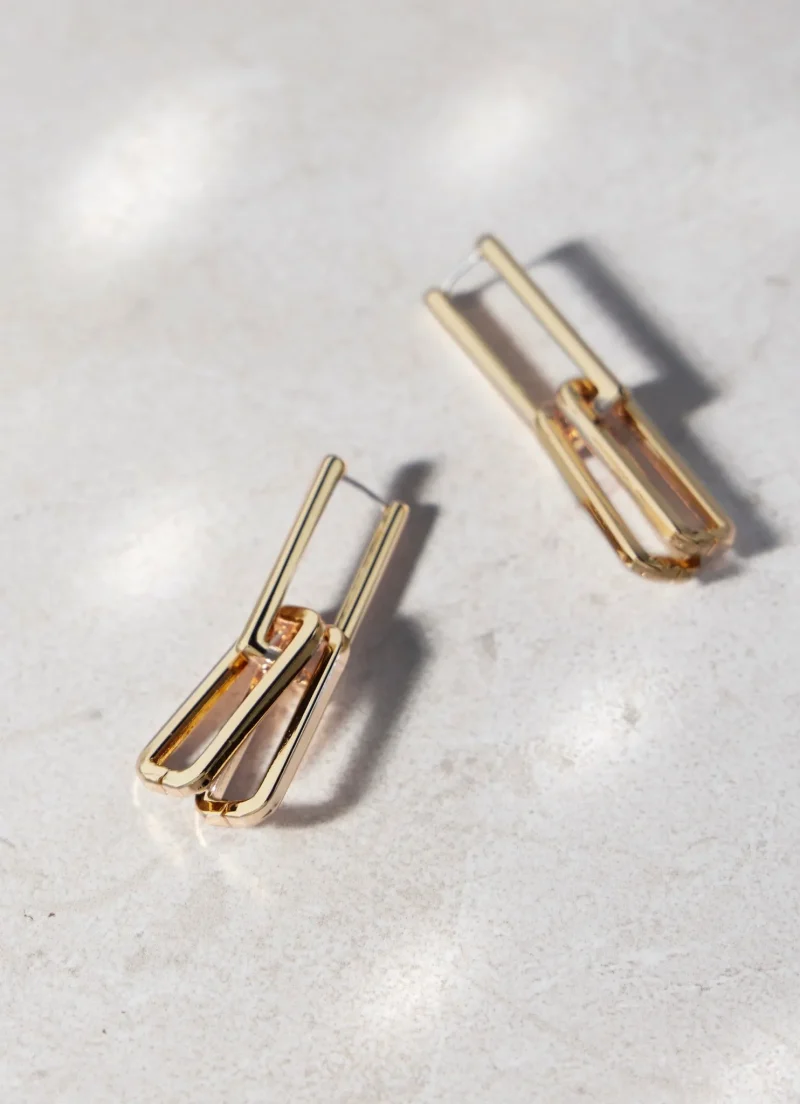 elegant gold link earrings