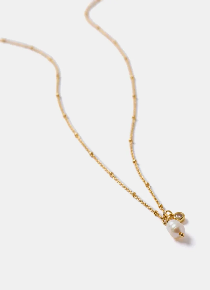 elegant gold plated pearl necklace