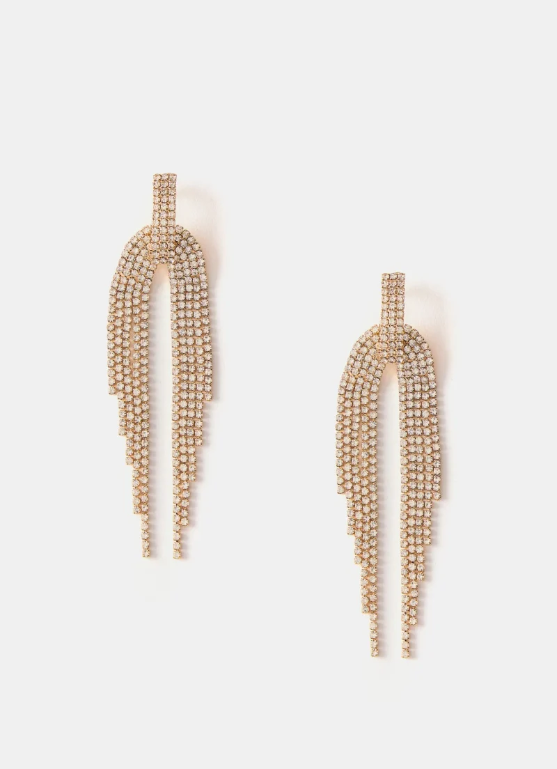 elegant gold statement earrings crystal sparkle