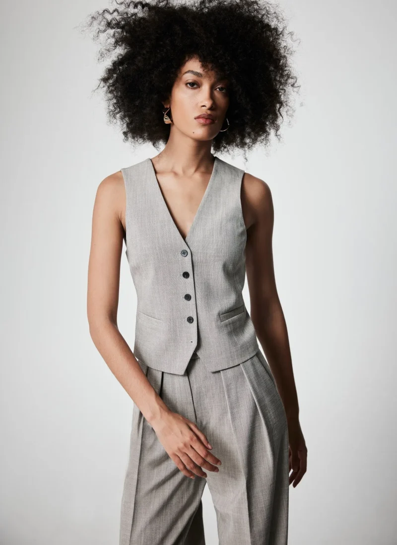 elegant grey tailored cross back waistcoat