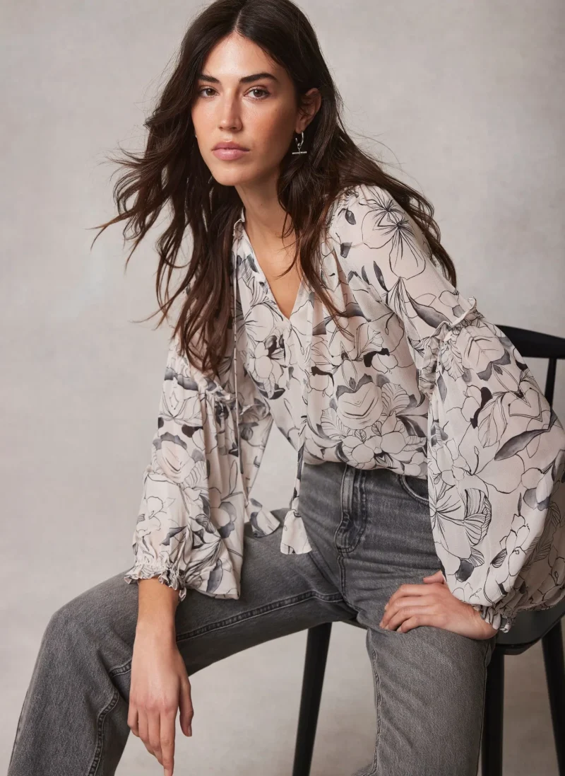 floral print cream blouse