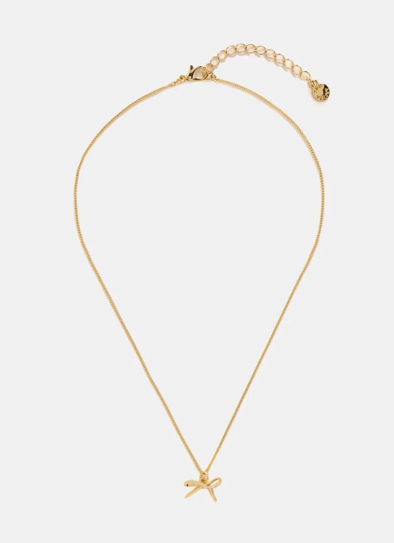 gold bow necklace 18k gold plated