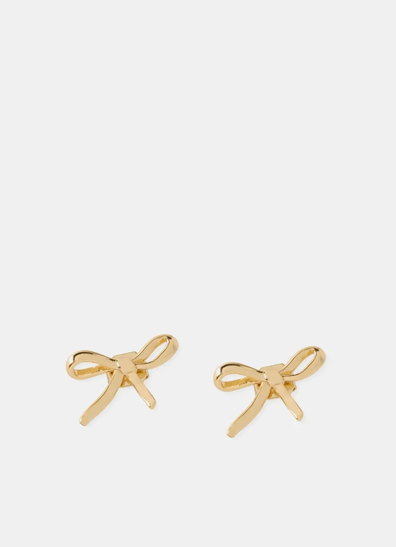 gold bow stud earrings elegant gold plated