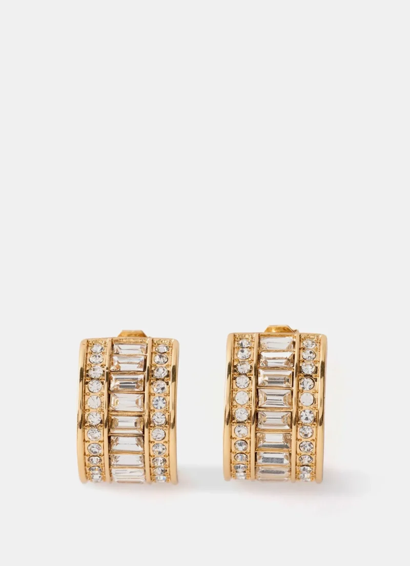 gold crystal baguette earrings