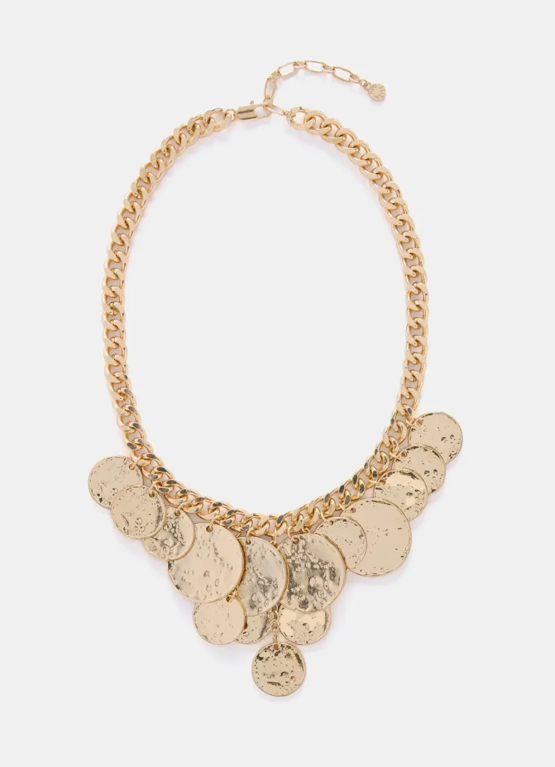 gold disc statement necklace