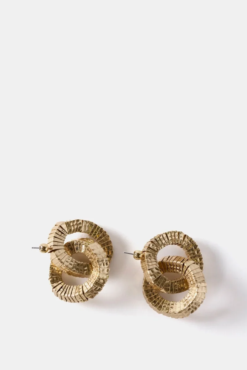 gold hoop earrings textured finish