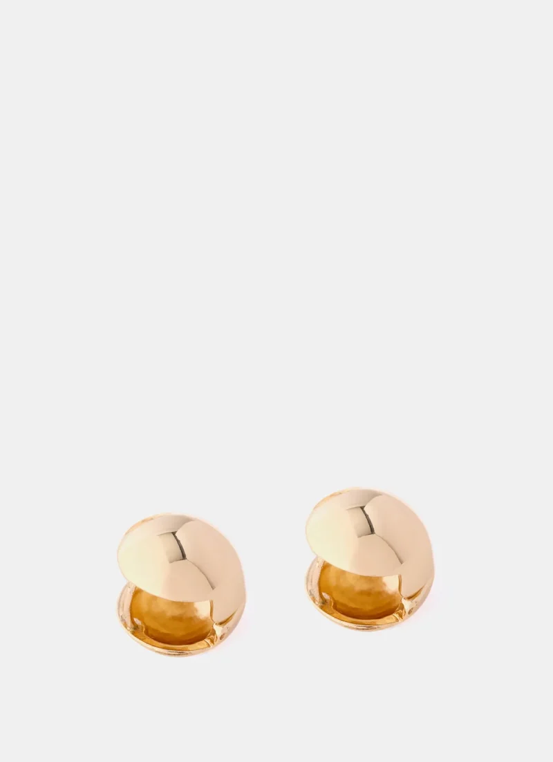 gold huggie earrings round