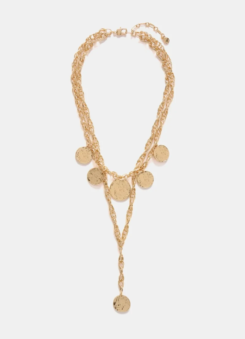 gold layered hammered disc necklace