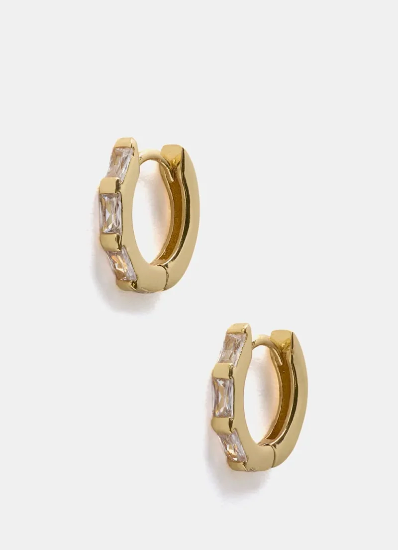 gold plated huggie hoop earrings