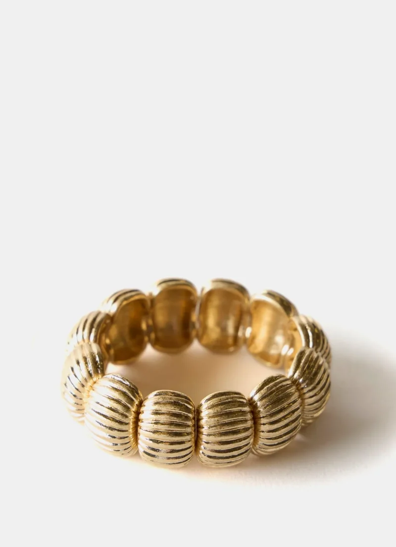 gold ribbed statement bracelet