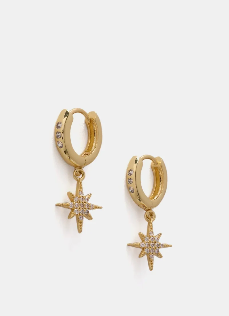 gold star hoop earrings 14k plated