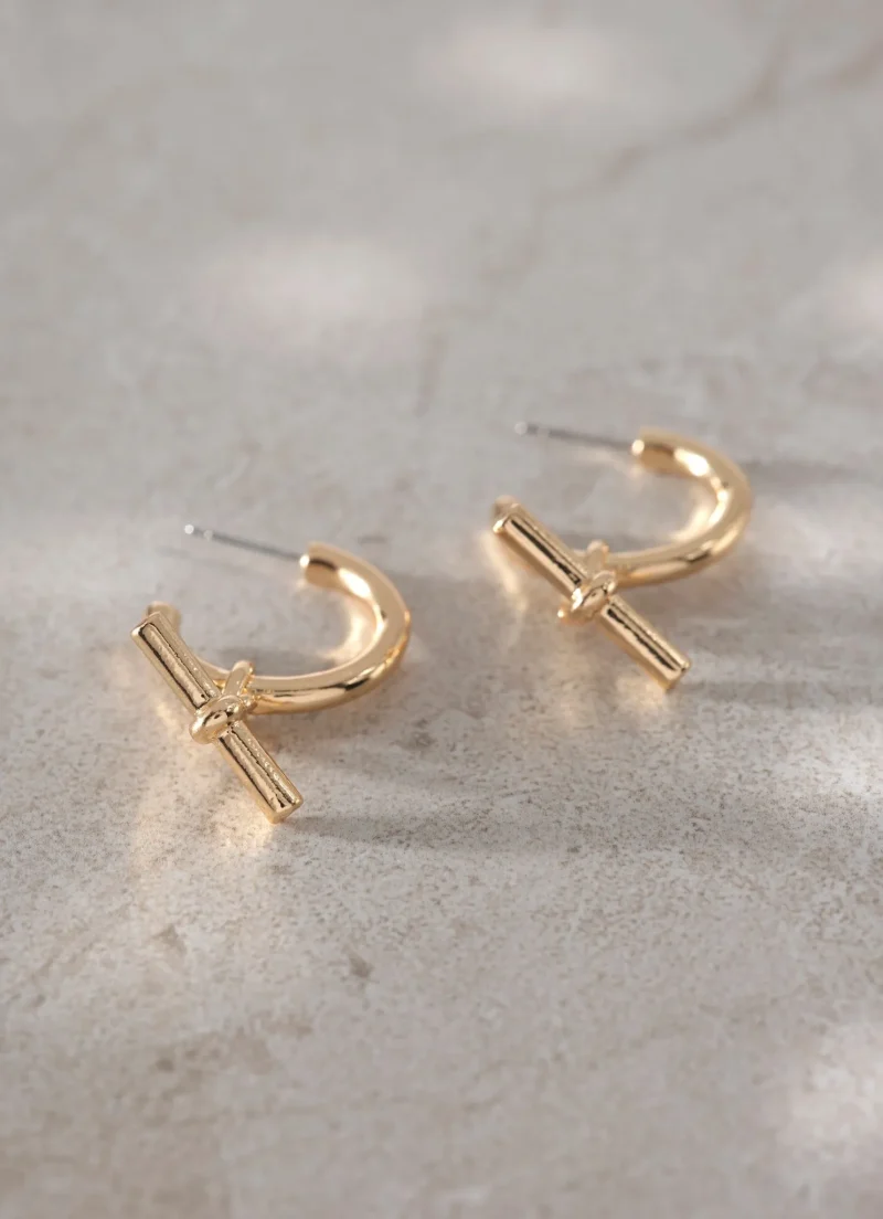 gold t bar earrings for women