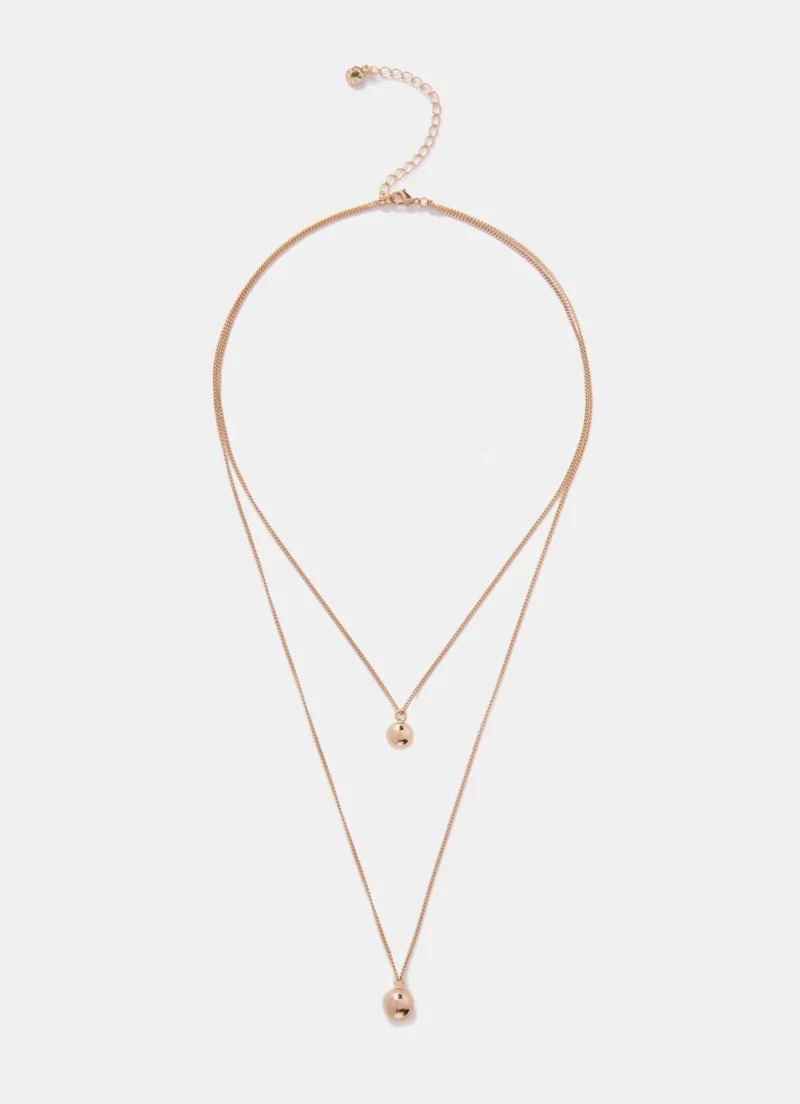 gold tone double chain necklace